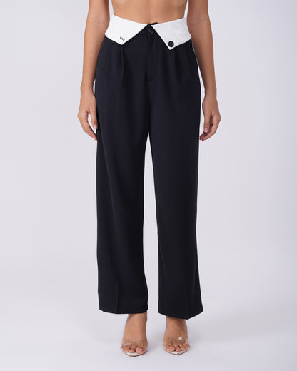 PLEATED PANT,black, bottomwear, casual, full length, high rise, pants, polyester, straight fit, streetwear, summer, wide leg, woven,pleated_pant_black,Color- BlackFabric- PolyesterFit- Relaxed Fit Type- Wide LegLength- Full Length(41in)Waist- High RiseClosure- Zip &amp; ButtonNo. of Pockets- 2Print- SolidDetail- Fabric panel at waist