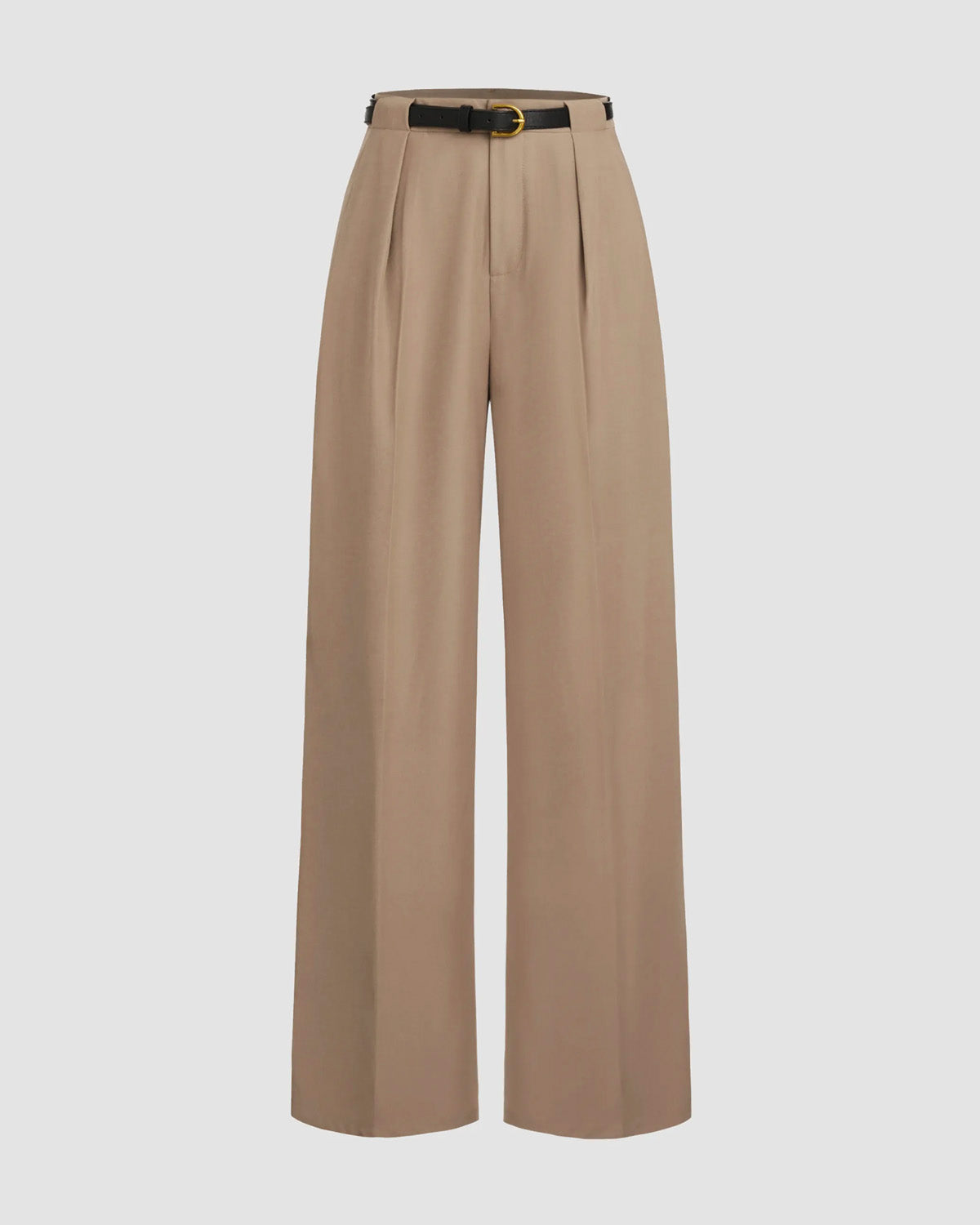 bottomwear,pants,semi-formal,workwear,stretchable,polyester, spandex,beige,pleated,tailored fit,wide leg,full length,high rise, OY975-beige,  25090001GG