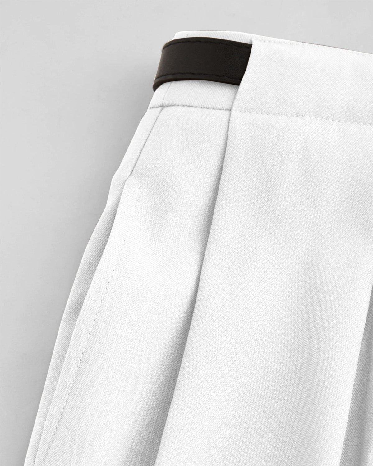 bottomwear,pants,semi-formal,workwear,stretchable,polyester, spandex, white,pleated,tailored fit,wide leg,full length,high rise, 25080013GG, OY975