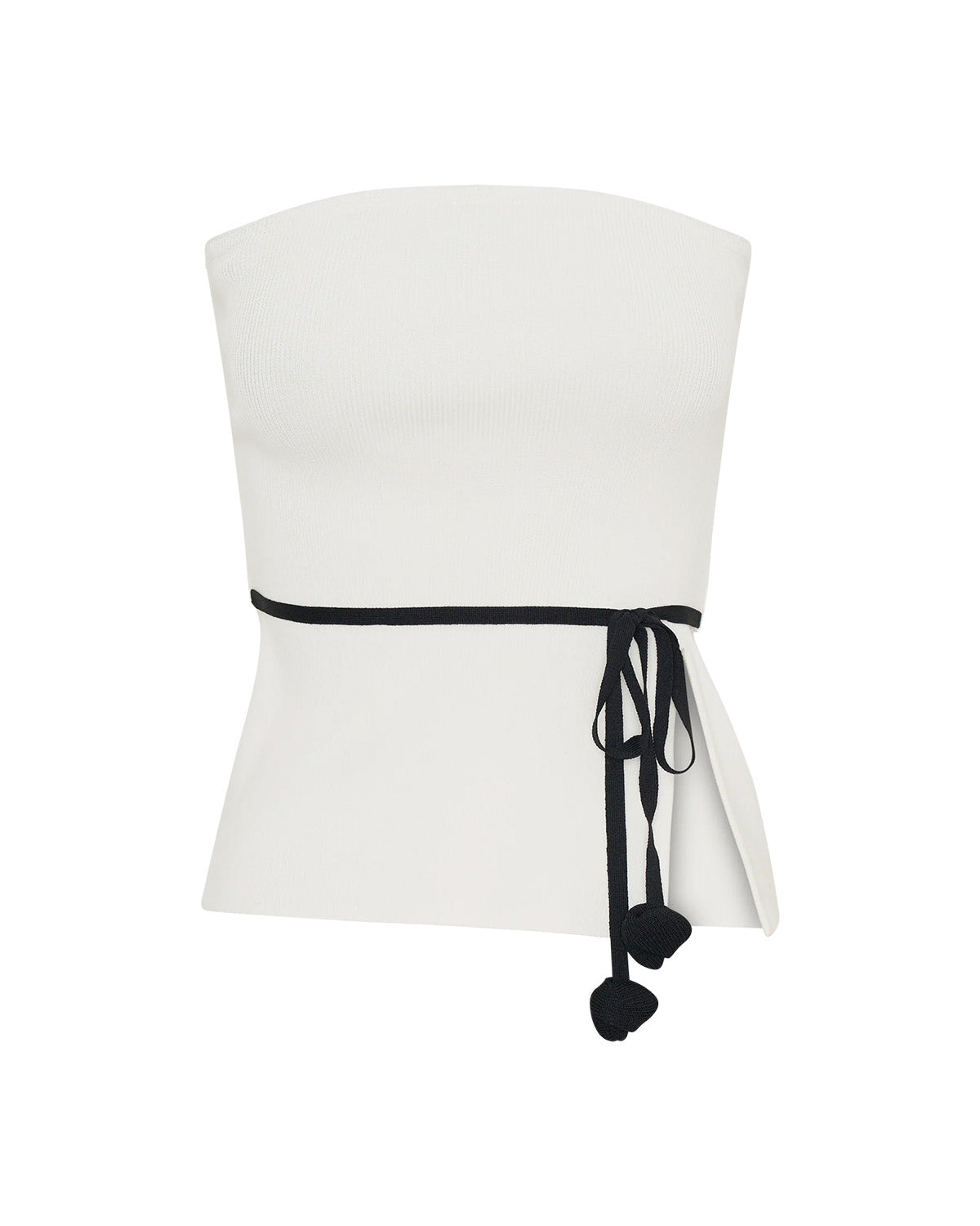 coord sets,bottomwear, topwear,casual chic, vacation, outdoor events,bold, minimal, summer, streetwear, utilitarian,knitted,ribbed,white,solid,slit,drawstring,skinny fit top,bandeau,waist length top,slit hem,off shoulder,no straps,no sleeves,no sleeves,skirts,Pencil Skirt,full length,straight hem,mid rise waist,no pockets, OY2176, 25080008GG