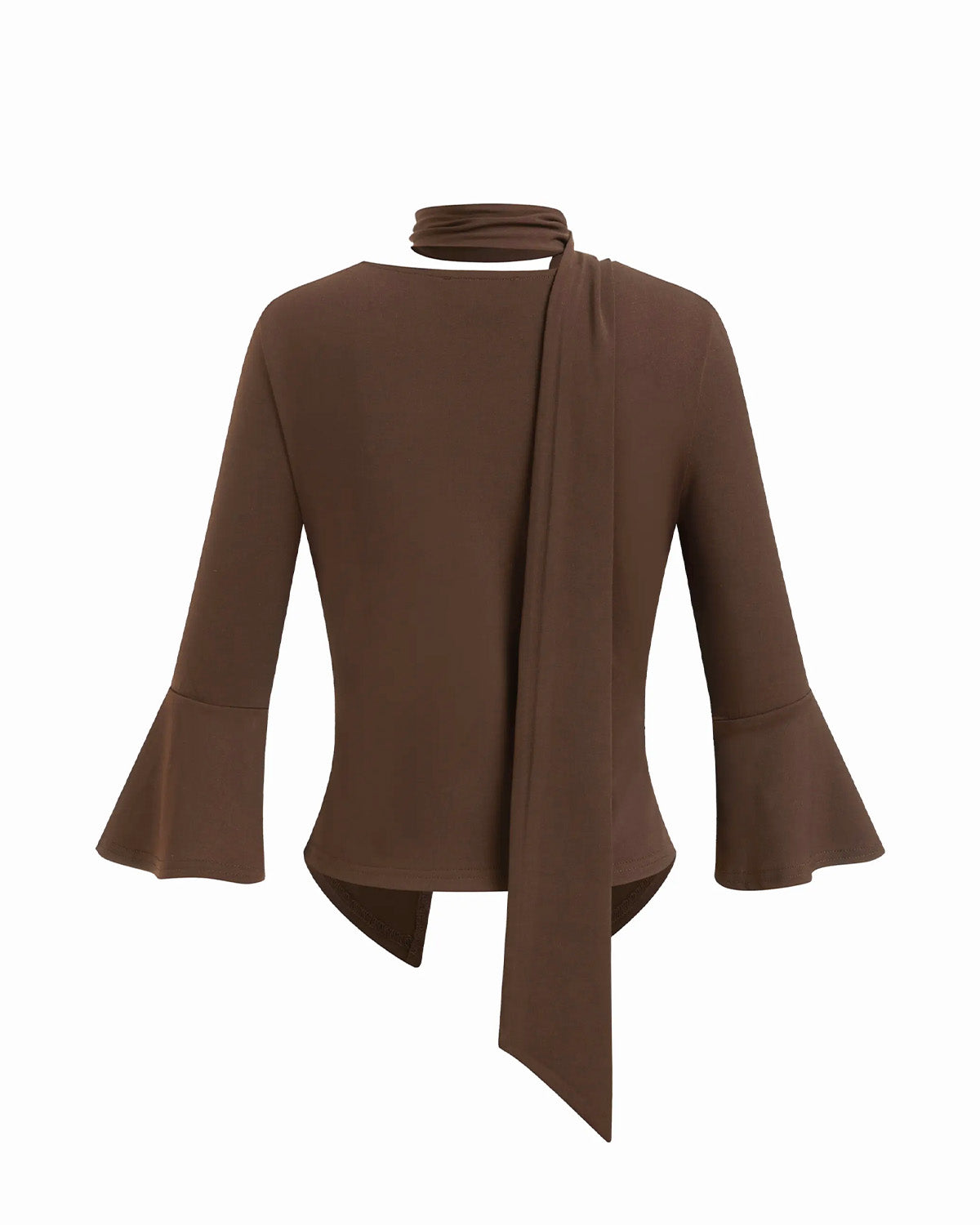 Brown Ribbed Front Split Top