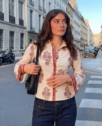 Boho Blossom Fitted Shirt - Off White