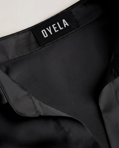 Coal Black Solid Satin Shirt