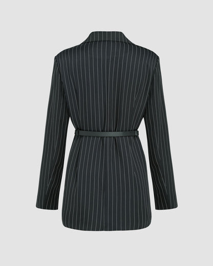 topwear,tops,formal, semi-formal,creative workwear, minimal, summer,woven,polycotton,yarn dyed,black,pinstripes, stripes,pinstripes,button,relaxed fit,blazer,longline,straight hem,notch collar,long sleeves,OY2006, 25060038GG"