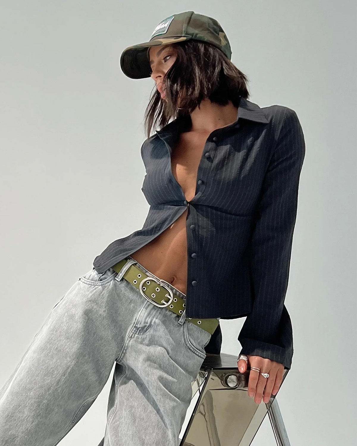 CLANE ROUND SLIT BELL SLEEVE SHIRT ストライプ CLANE - ROUND SLIT BELL SLEEVE SHIRT - STRIPE | ADDICT WEB SHOP