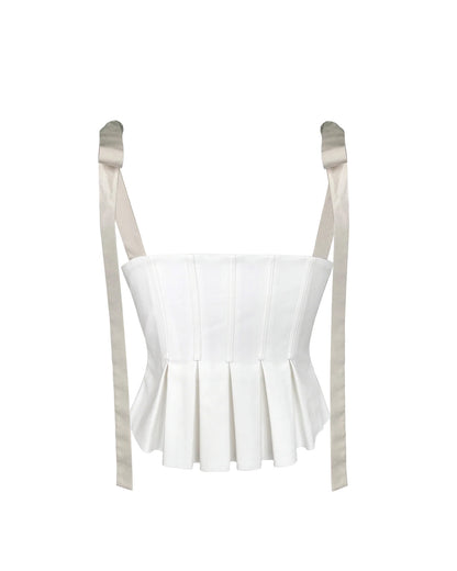 topwear,tops,casual, vacation, outdoor events,glam, minimal, sophisticated, summer,woven,cotton,white,solid,contrast fabric, pleated,lace,tailored fit,fit and flare,waist length,flared hem,sweetheart neck,shoulder strap,OY1912	25060015GG