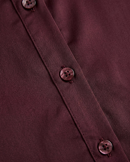 Burgundy Solid Satin Shirt