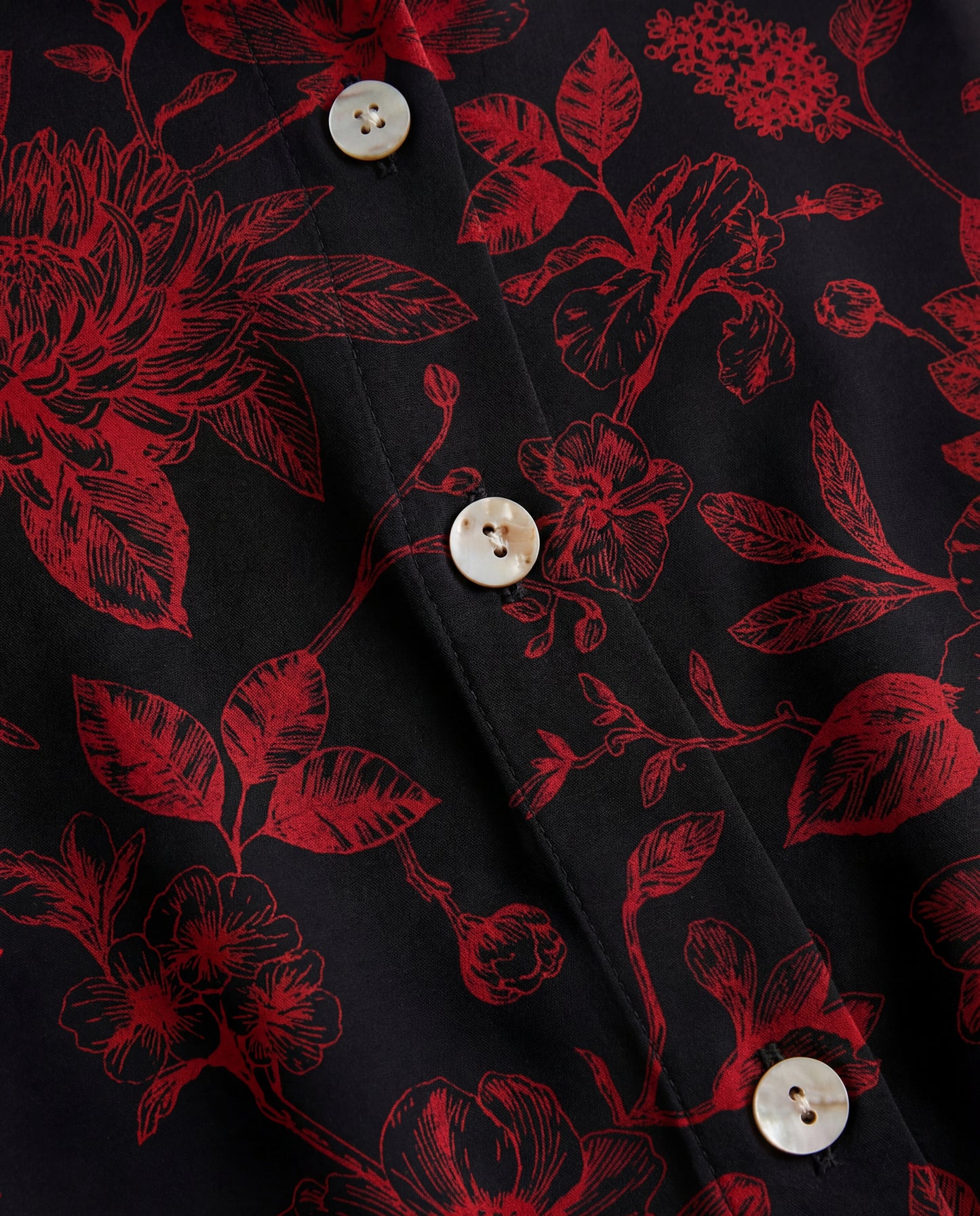 Deep Red Florals Satin Shirt