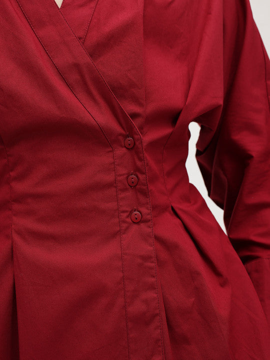 Ruby Red Sculpted Waist Shirt