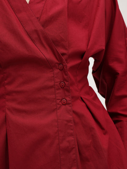 Ruby Red Sculpted Waist Shirt