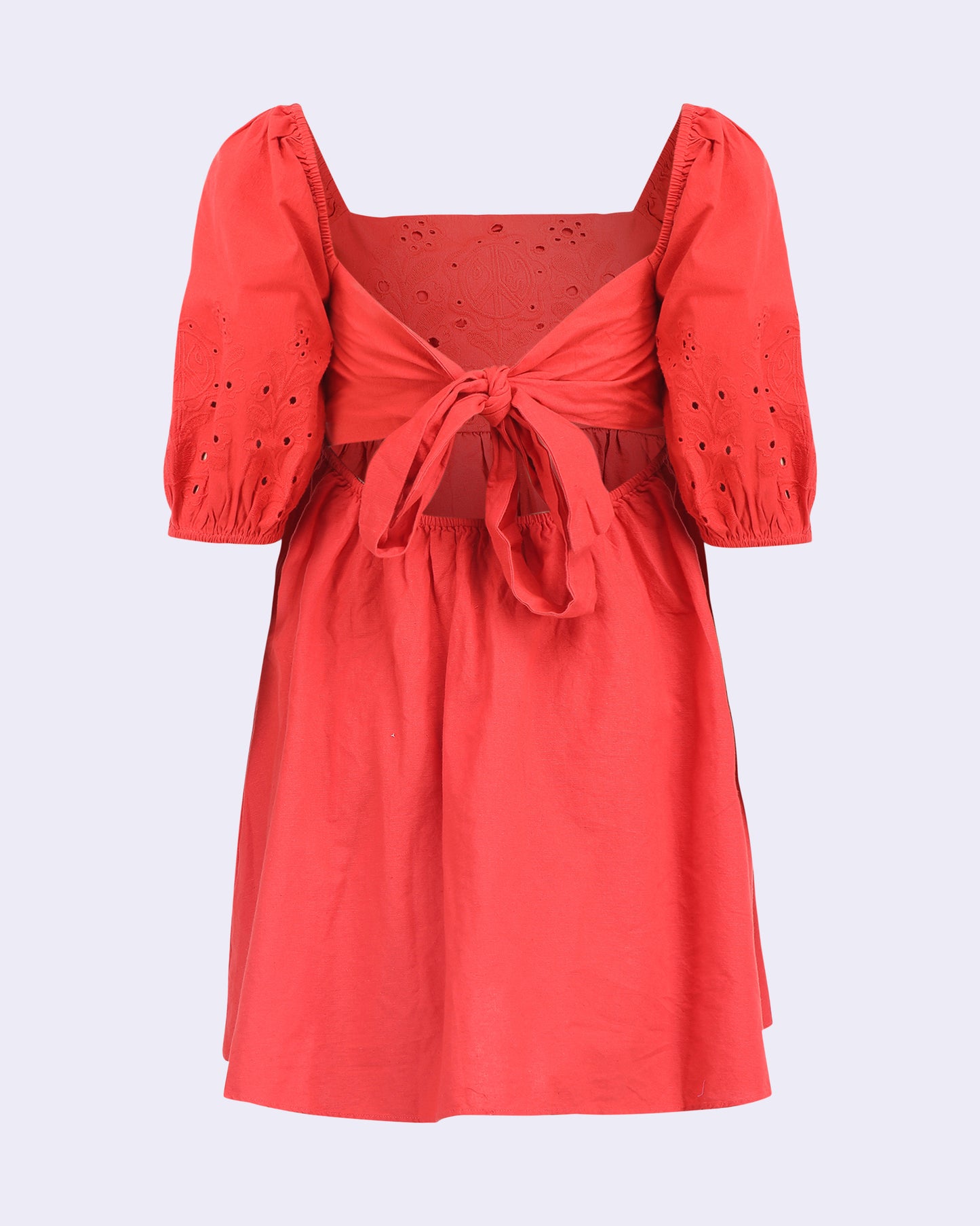 SCHIFFLI PUFF SLEEVES MINI DRESS,above knee, cotton, dresses, fit and flare, puff sleeves, red, regular fit, schiffli, short sleeves, solid, square neck, straight, summer, textured, vacation, woven,schiffli-puff-sleeves-mini-dress-red,Color- Red
Neck- Square Neck
Type- Fit &amp; Flare
Sleeve- Puff Sleeves
Fit- Regular Fit
Print/Pattern- Solid
Length- Mini
Fabric- Cotton
Closure- Tie Knot Back
Detail- Schiffli Embroidery