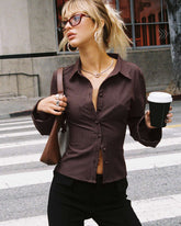 topwear,shirts,casual, semi-formal,minimal, streetwear,summer,woven,polycotton,brown,stripes,slim fit,regular,straight hem,collared,flared sleeves,long sleeves	25040023GG, OY1021