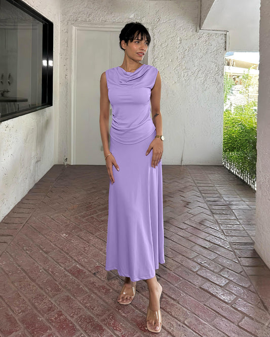 coord sets,sets,vacation, outdoor events,beach, minimal, soft girl, summer, timeless,knitted, stretchable,ribbed,lavender,solid,slim fit,fitted,regular length,cowl neck,sleeveless, coord sets,skirts,casual,summer, streetwear,knitted, stretchable,ribbed,Lavender,relaxed fit,ankle length,high rise
25010068GG, OY305