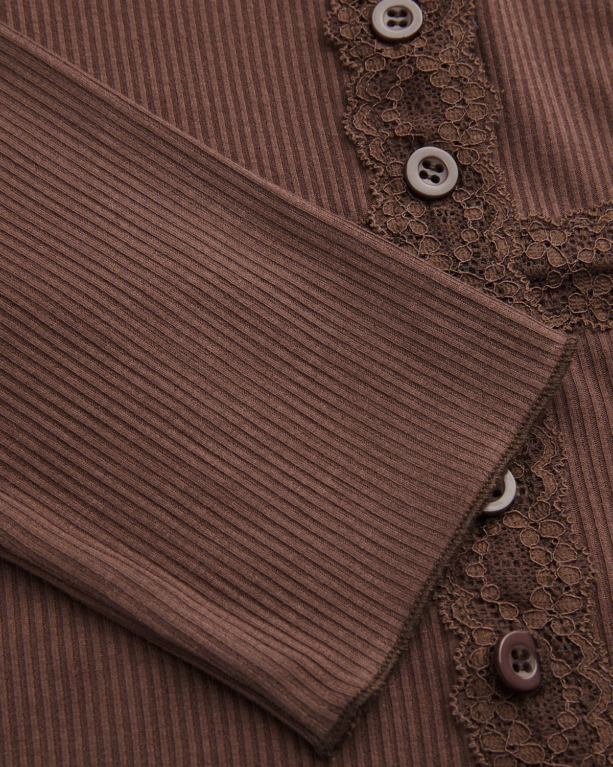 topwear,tops,casual, casual chic,gen z, minimal, summer,knitted, stretchable,ribbed,,brown,solid,contrast fabric, textured,button,skinny fit,crop top,crop,curved hem,v-neck,no straps,set in sleeves,long sleeves, OY2157, 25080019GG