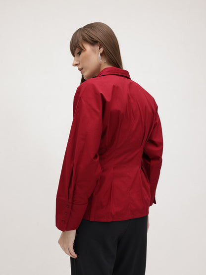 Ruby Red Sculpted Waist Shirt