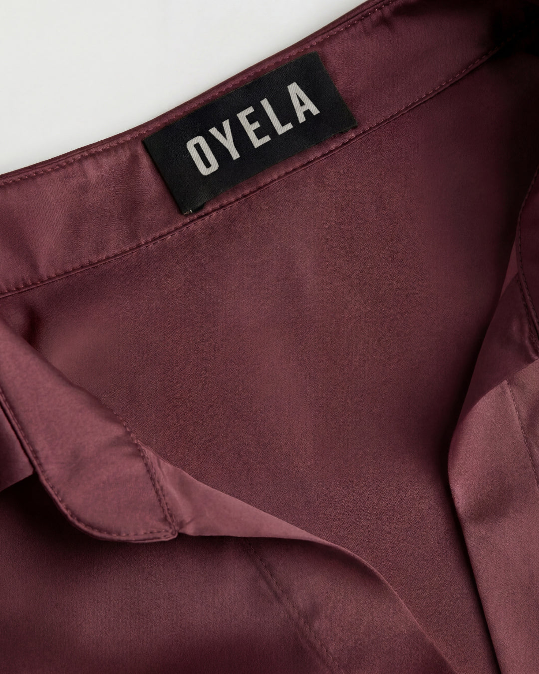 Burgundy Solid Satin Shirt