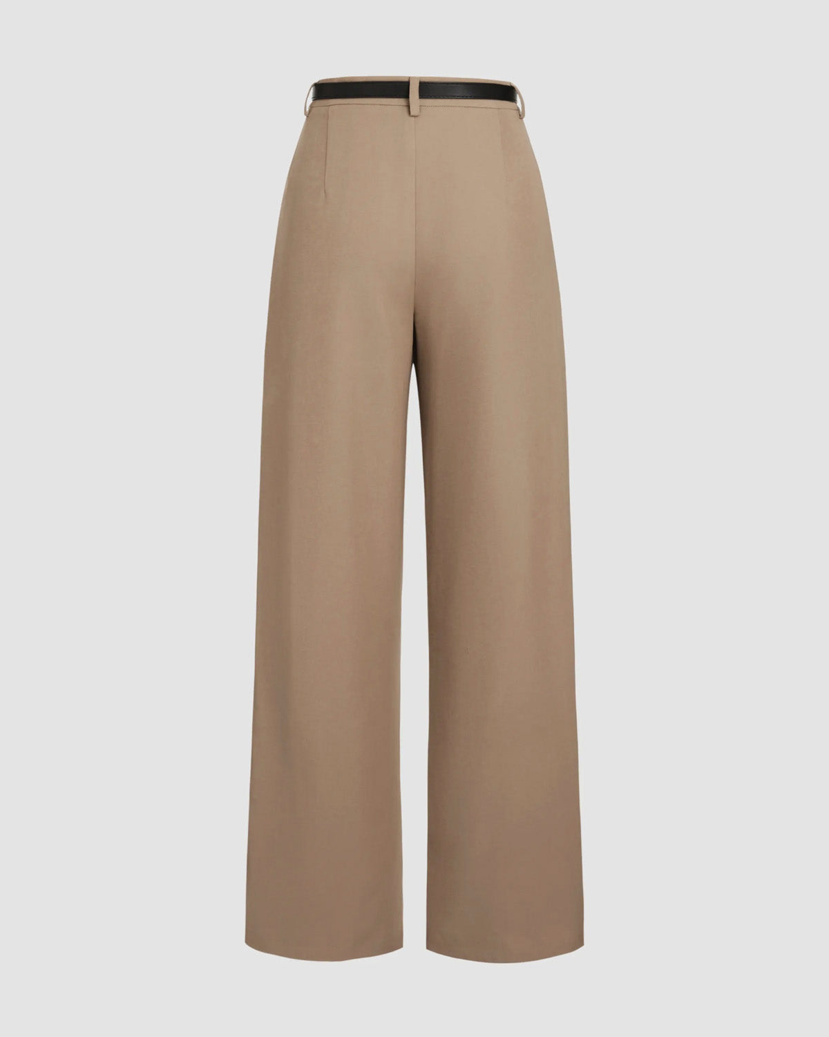 Beige Pleated Pants With Belt
