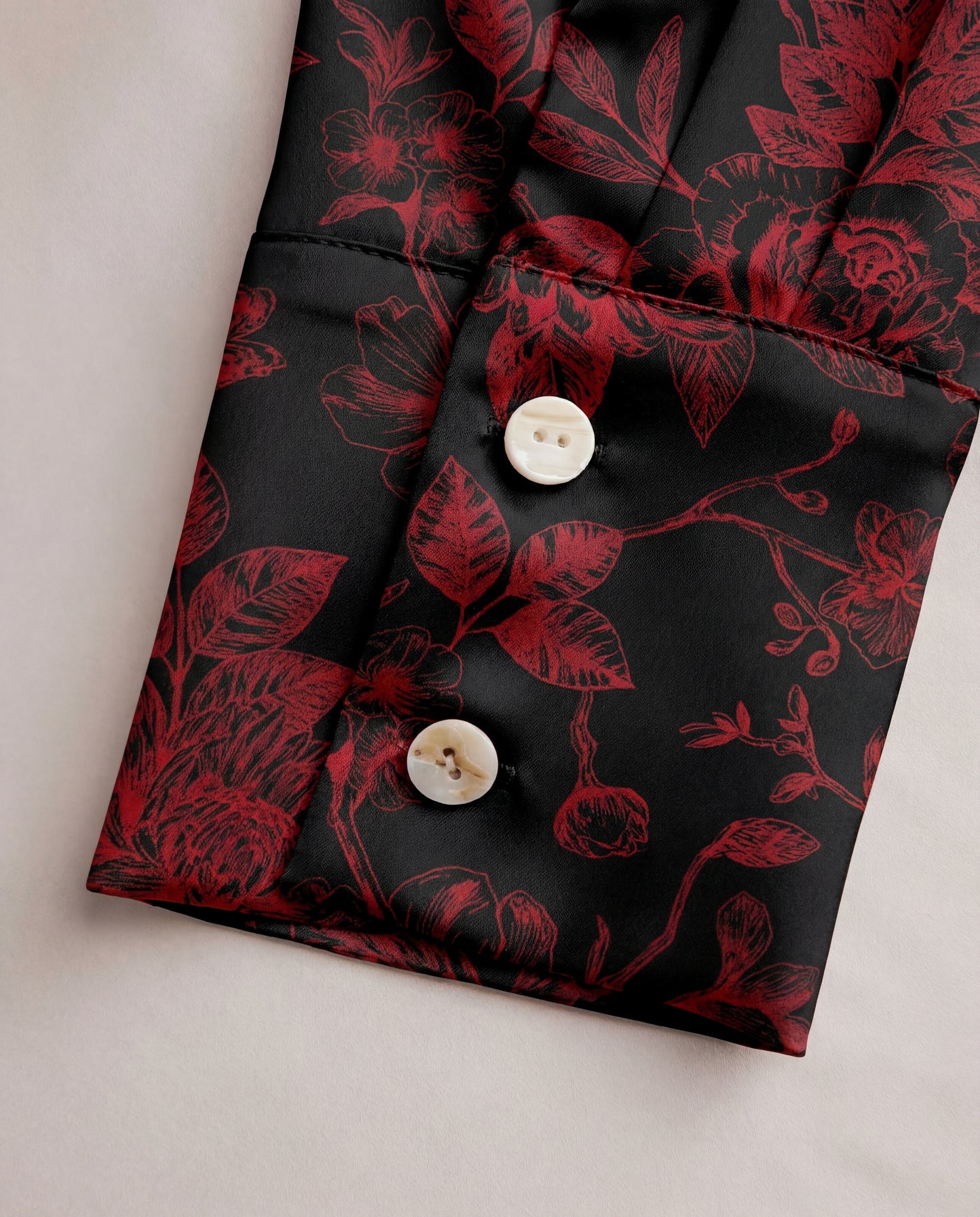 Deep Red Florals Satin Shirt