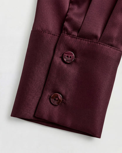 Burgundy Solid Satin Shirt