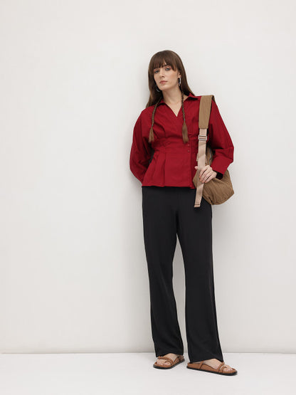 Ruby Red Sculpted Waist Shirt