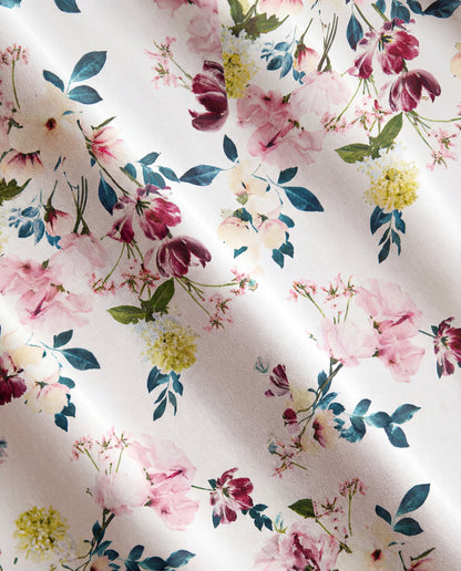 White & Multicolor Florals Satin Shirt