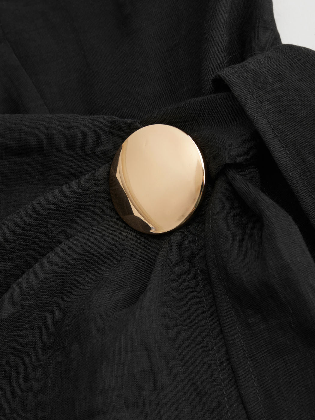 Black Wrap Detail Shirt with Gold Accent