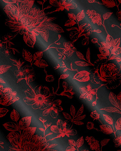Deep Red Florals Satin Shirt