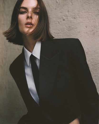 coord sets,bottomwear, topwear,formal, semi-formal, minimal, summer, utilitarian,woven,cotton twill,black,solid,buttons,regular fit top,cropped blazer,waist length top,slit hem,lapel collar,no straps,long sleeves,full sleeves,button up,pants,straight pants,full length,straight hem,mid rise waist,no pockets, OY2175, 25080007GG