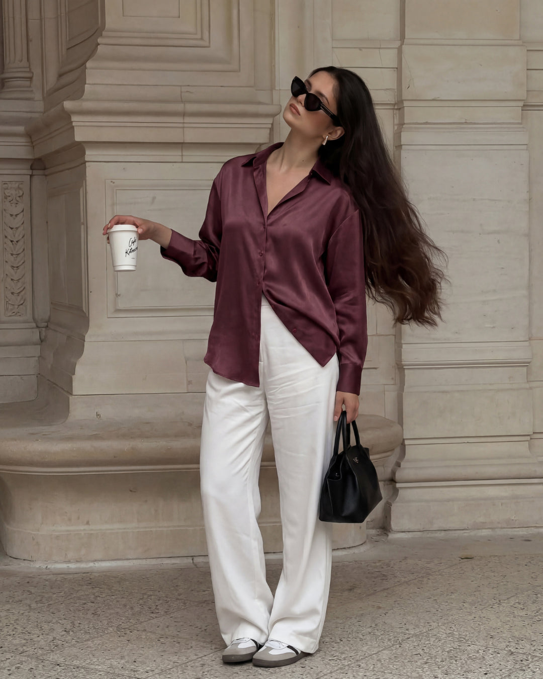 Burgundy Solid Satin Shirt