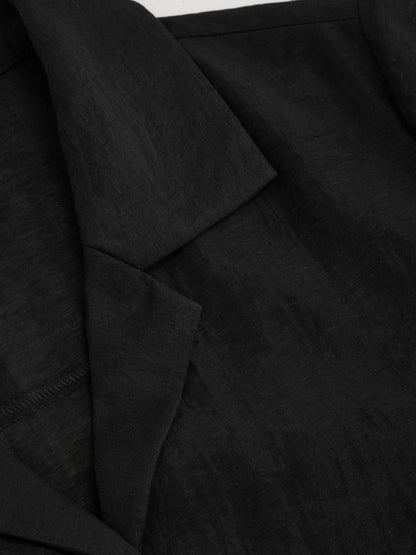 Black Wrap Detail Shirt with Gold Accent