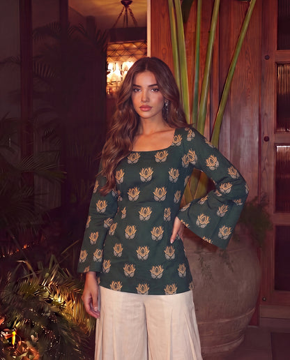 Heer Lotus Print Corset Kurti