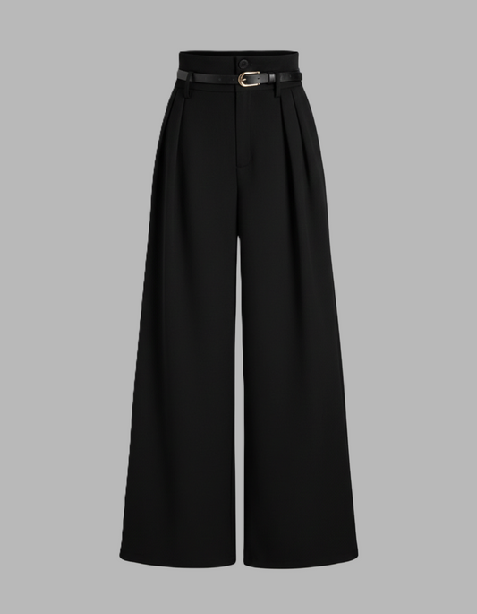 Black Pleated Pants With Belt