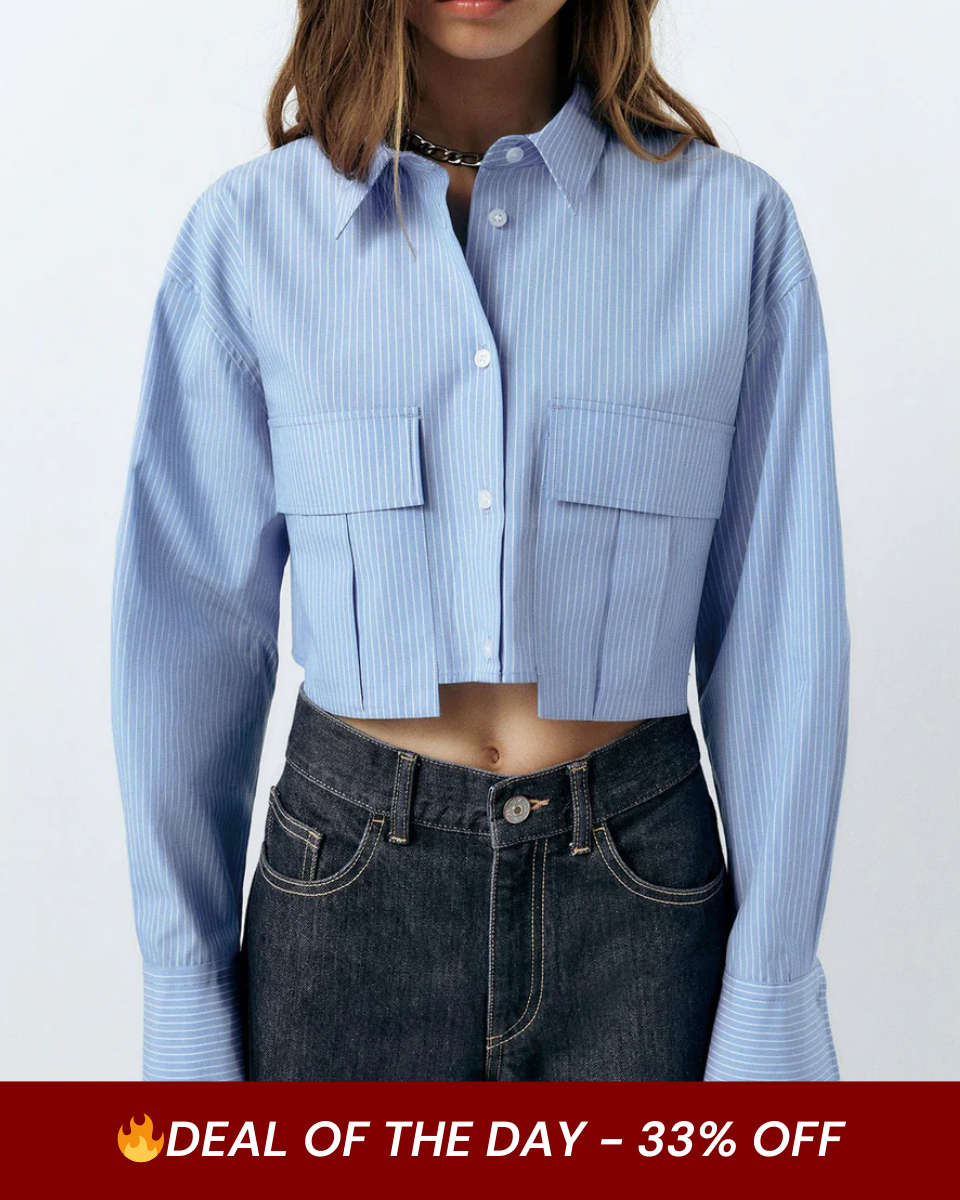 PINSTRIPES CROP SHIRT - COTTON