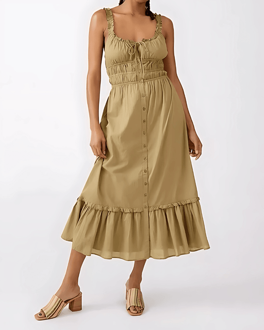 Button Down Ruched Dress