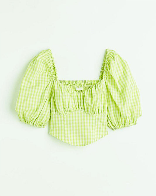 GREEN BUSTIER STYLE CROP TOP