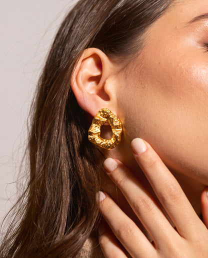 The Molten Loop Anti Tarnish Earrings - Gold