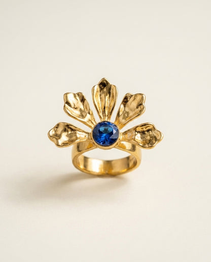 The Sapphire Bloom Anti Tarnish Ring - Gold