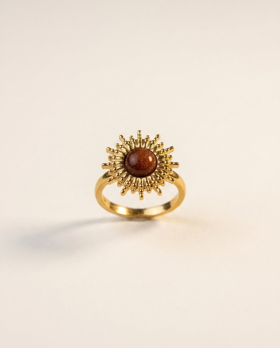 The Sunstone Ray Anti Tarnish Ring - Gold