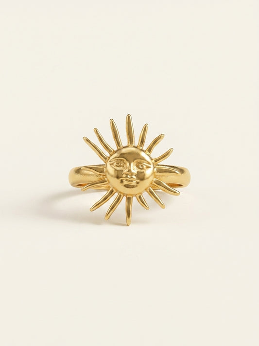 The Sun Face Anti Tarnish Ring - Gold