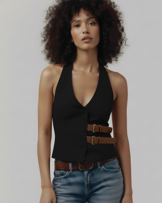 Belted Halter Vest Top