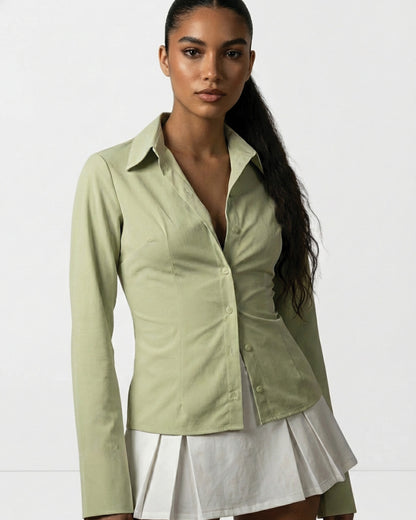 Green Flared Sleeves Shirt