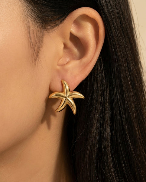 The Starfish Stud Anti Tarnish Earrings - Gold