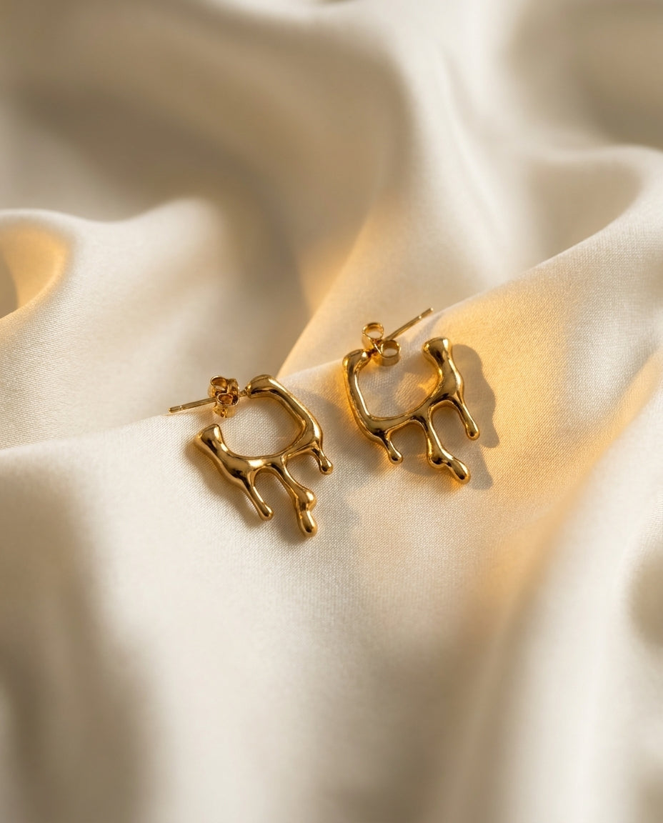 The Drip Hoop Anti Tarnish Earrings - Gold