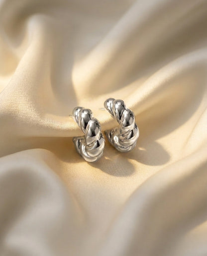 The Braid Hoop Earrings - Silver