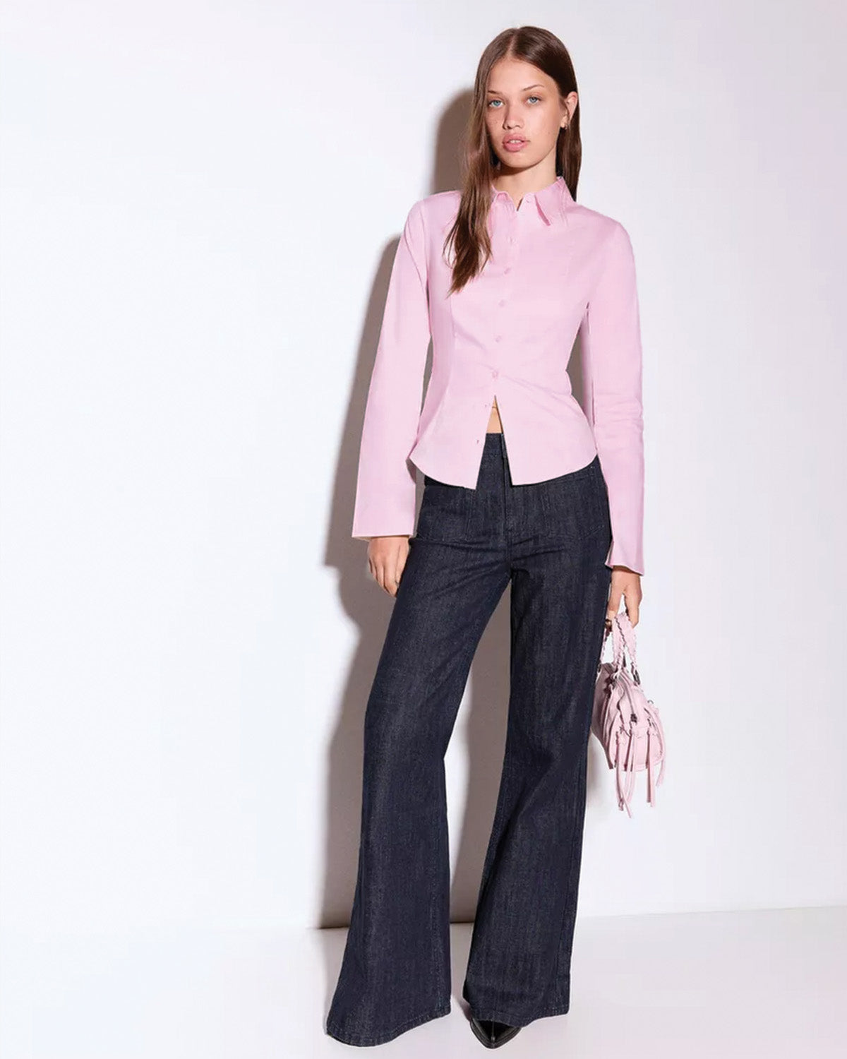 Pink Flared Sleeves Shirt