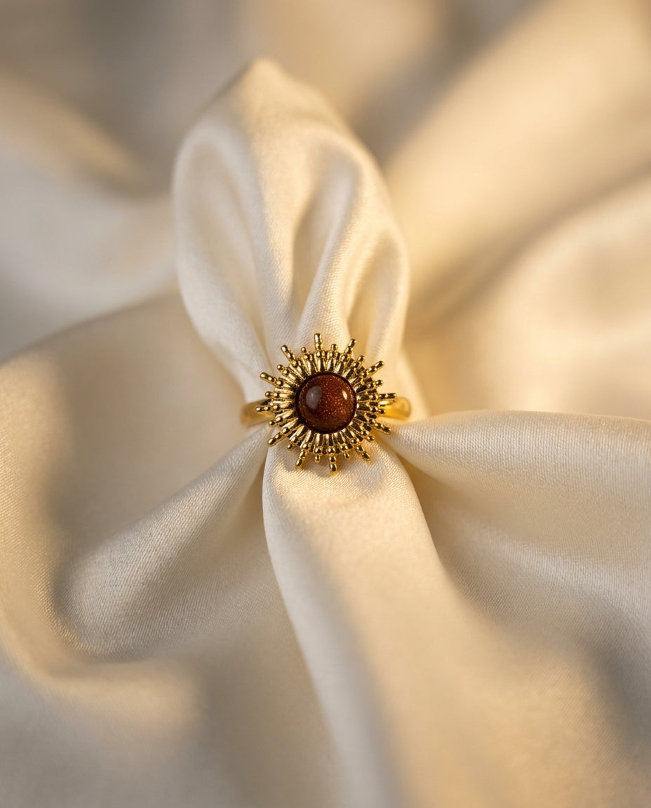 The Sunstone Ray Anti Tarnish Ring - Gold