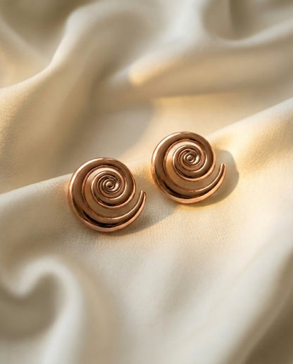The Spiral Disc Earrings - Rose Gold