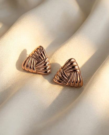 The Pleat Stud Earrings - Rose Gold