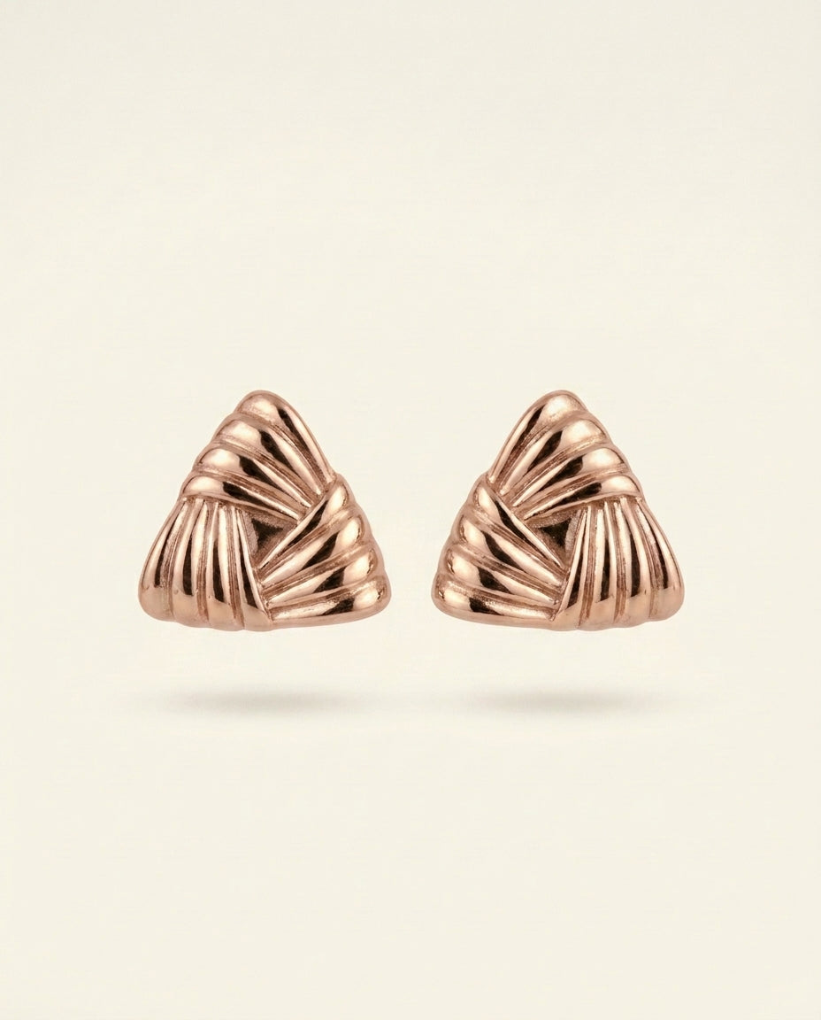 The Pleat Stud Earrings - Rose Gold