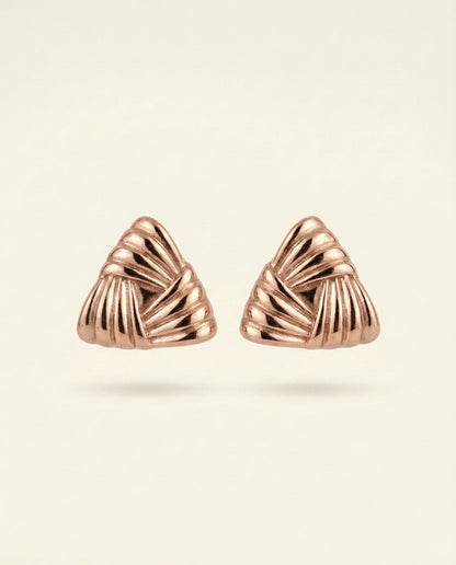 The Pleat Stud Earrings - Rose Gold